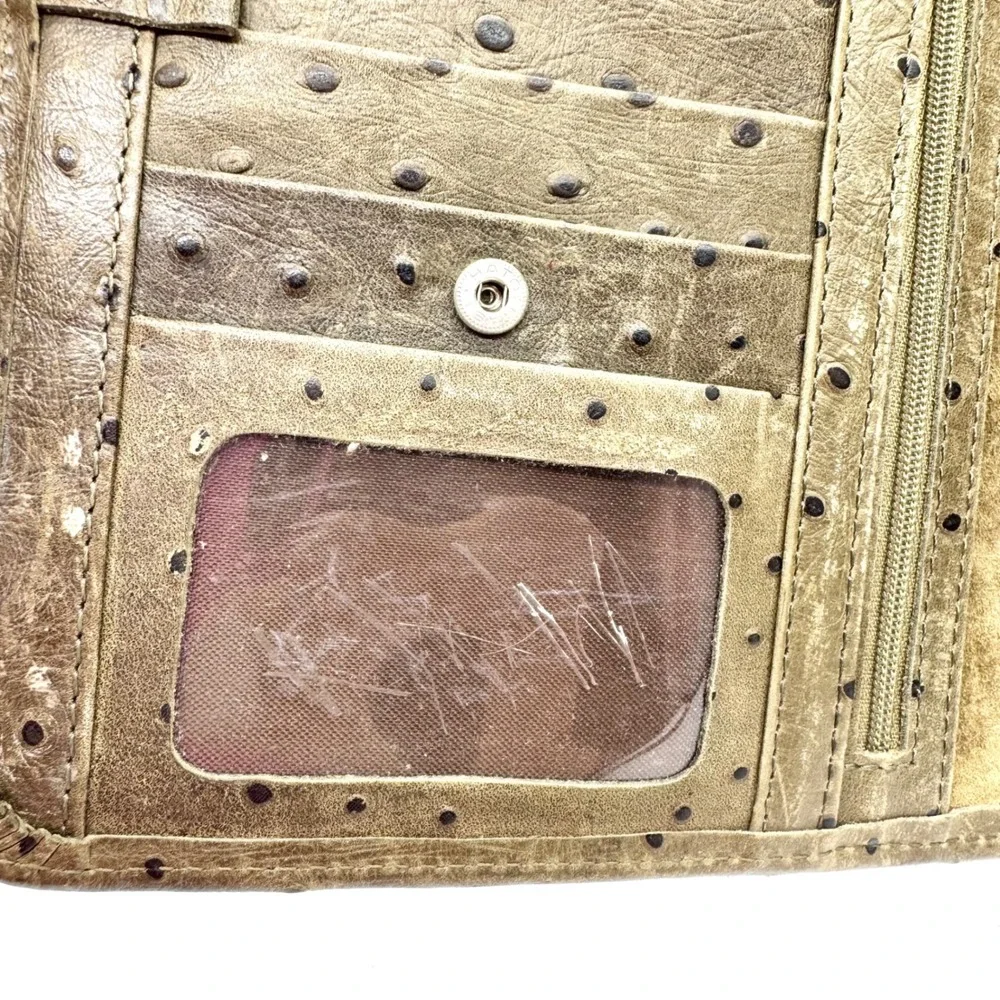 Vintage Franklin Covey Ostrich Leather Planner 3-Ring Binder Card Holder Green